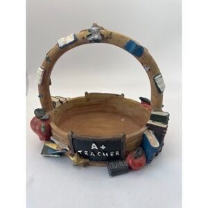 A+ Teacher Decorative Resin Basket School Theme Books Apples Chalkboard Decor